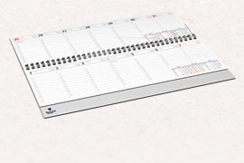 Tischquerkalender, 1-seitig, 2/0 farbig<br>(Schwarz + HKS/Pantone)